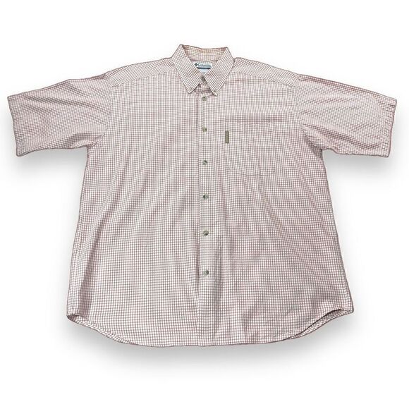 Columbia Shirt Mens Extra Large XL Orange Checked Short Sleeve Button Down - Picture 2 of 9